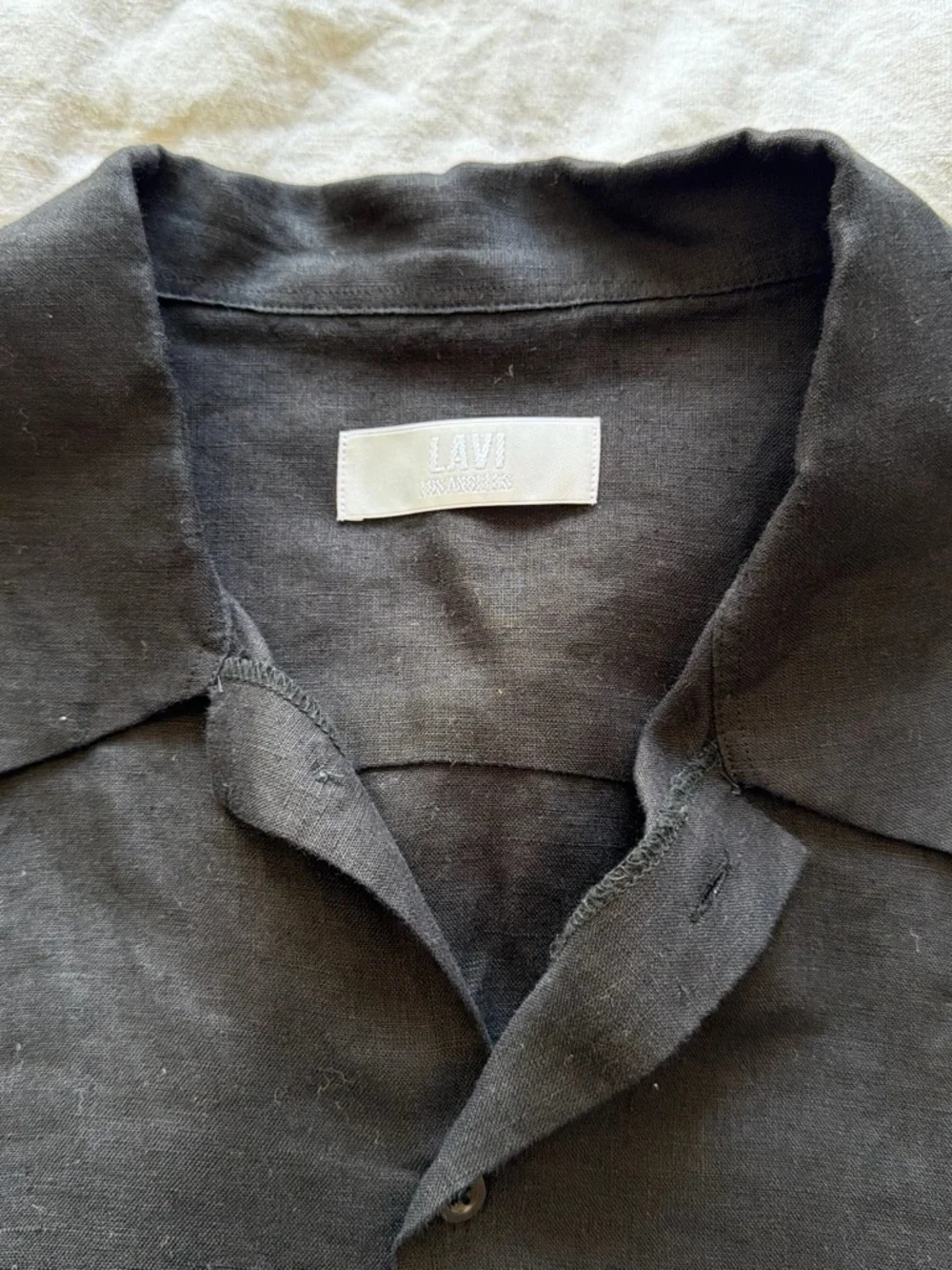 Men's Black Casual Button-Down Shirt - 100%Linen - Picture 2 of 3